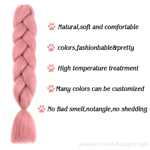 wholesale Jumbo Braiding Hair Synthetic pink Colorful Braids hair Extensions High Fiber Twist Braiding Hair for woman 24Inch